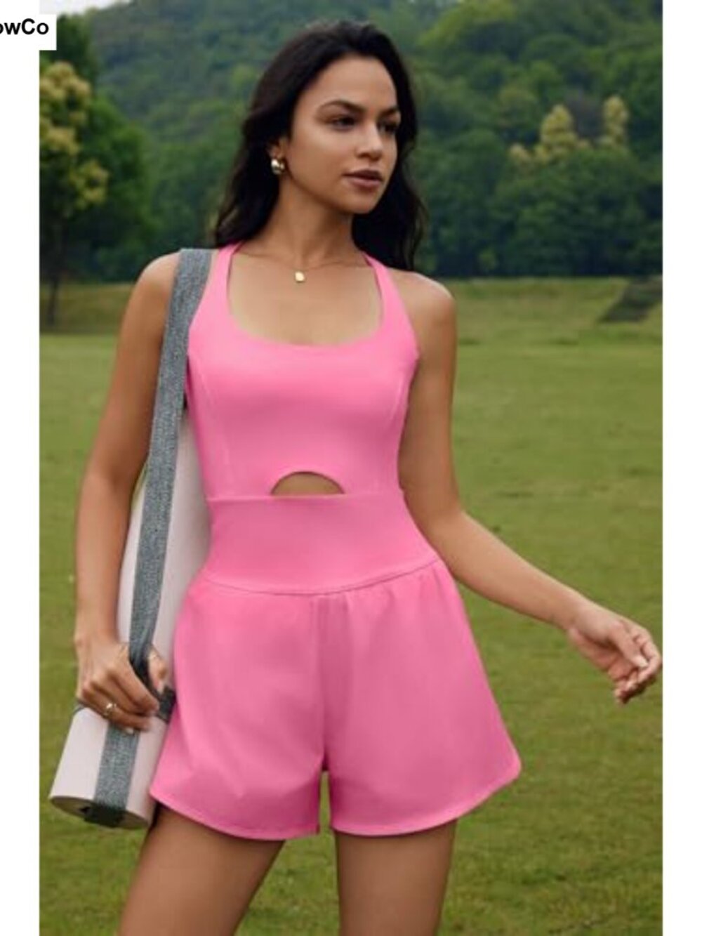 Women's Athletic Onesie Romper with Cutout Top - Sleeveless Running Jumpsuit - Picture 3 of 6